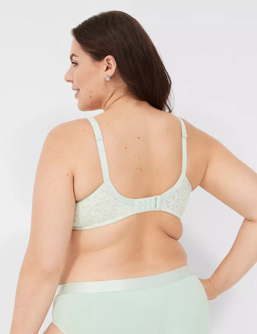 Lane Bryant Plunge with Lace Women Unlined Bra Light Green | KYJ1685XY