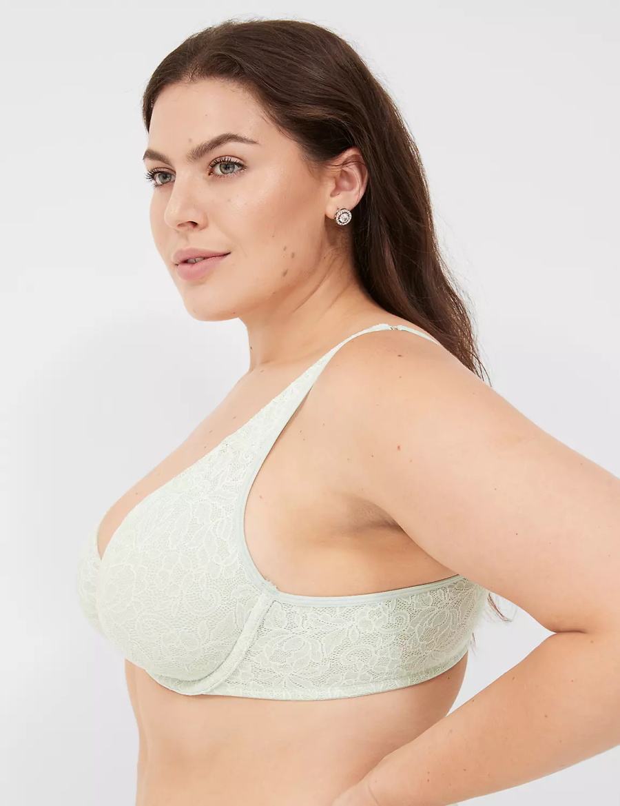 Lane Bryant Plunge with Lace Women Unlined Bra Light Green | KYJ1685XY