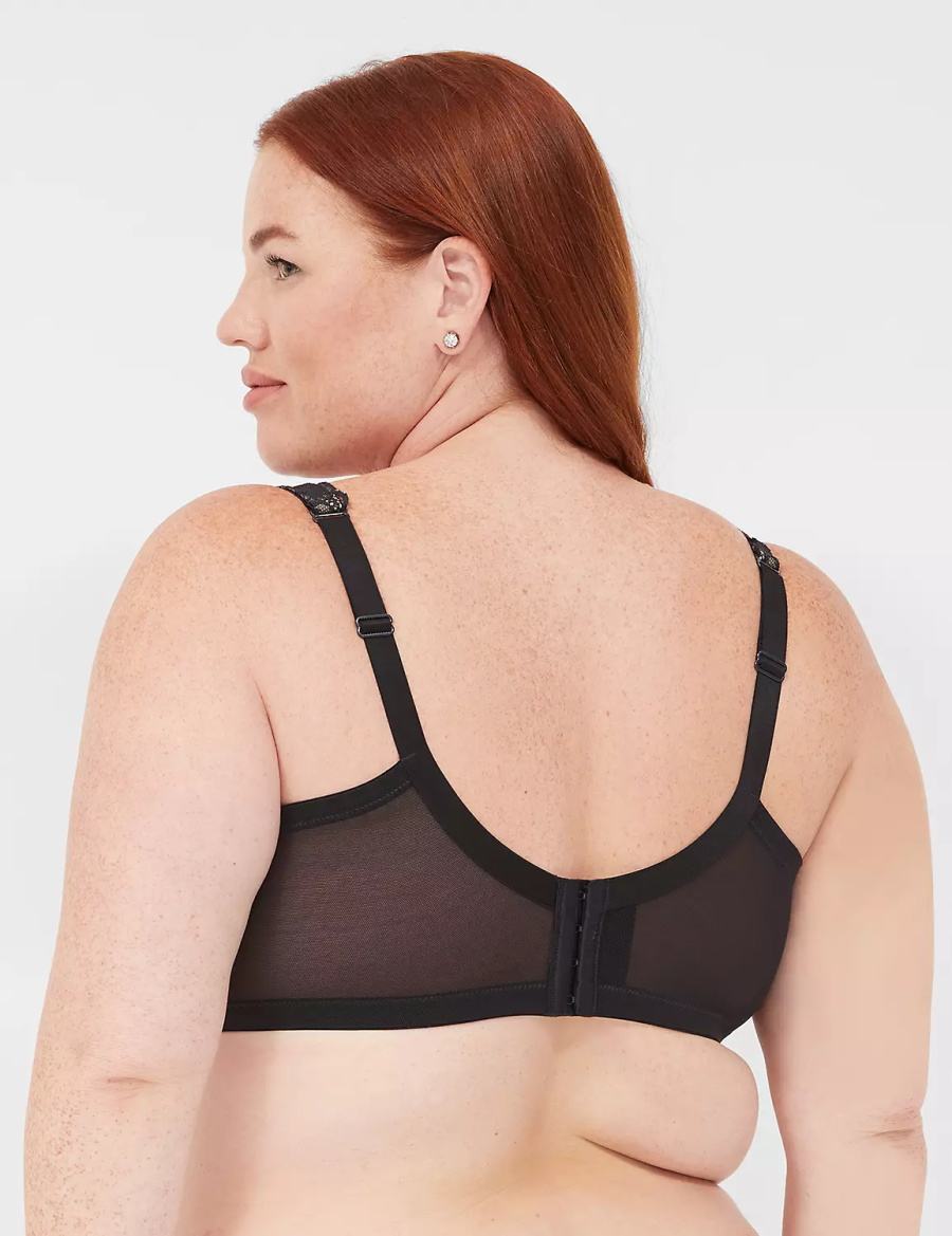 Lane Bryant Plunge with Lace Women Unlined Bra Black | ZVV3068XJ