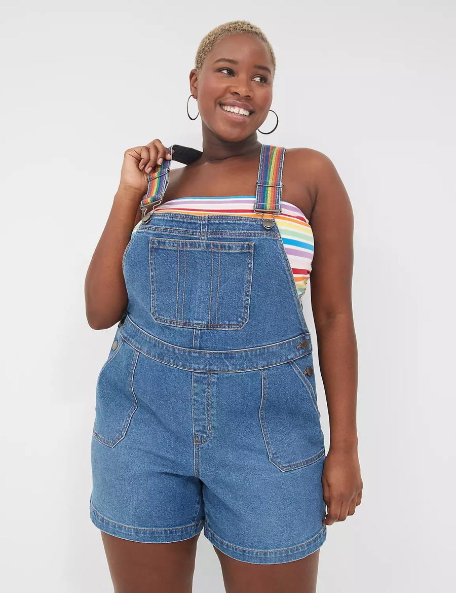 Lane Bryant Pride Boyfriend Denim Women Overall Blue | RIV4550TO