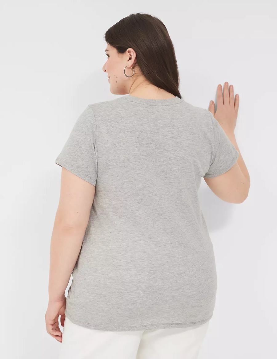 Lane Bryant Pride Embroidered More Love Graphic Tee Women T Shirts Light Grey | IFA7854SA