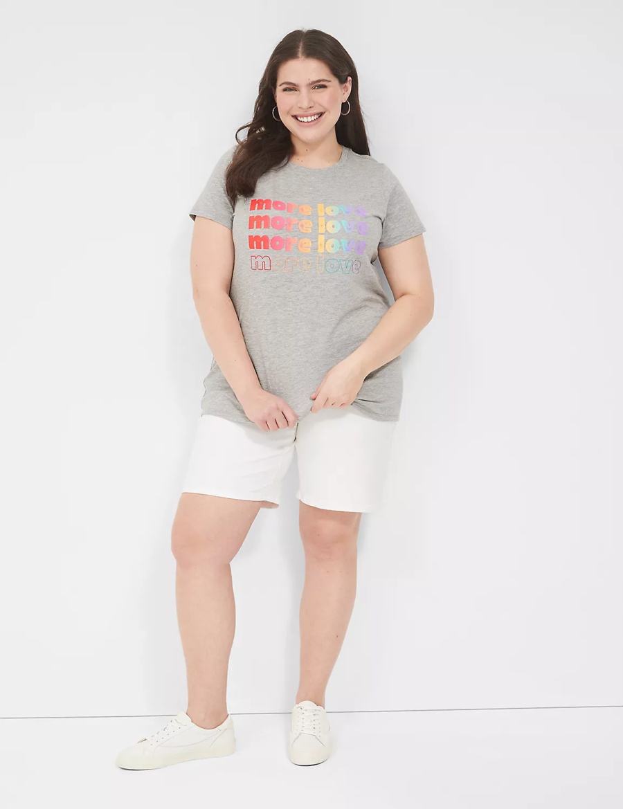 Lane Bryant Pride Embroidered More Love Graphic Tee Women T Shirts Light Grey | IFA7854SA