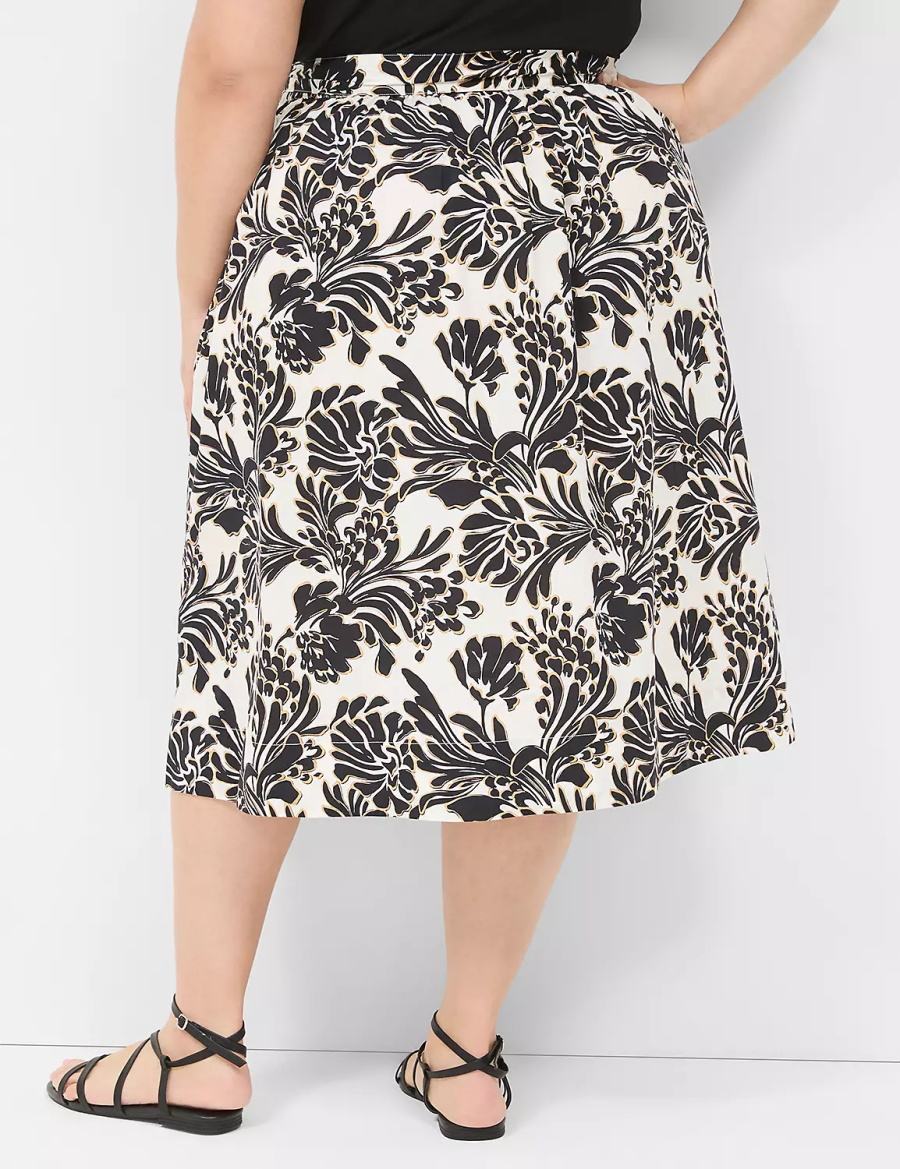 Lane Bryant Printed Midi Women Skirts Black | LSR3243RX