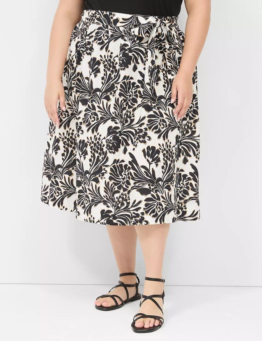 Lane Bryant Printed Midi Women Skirts Black | LSR3243RX