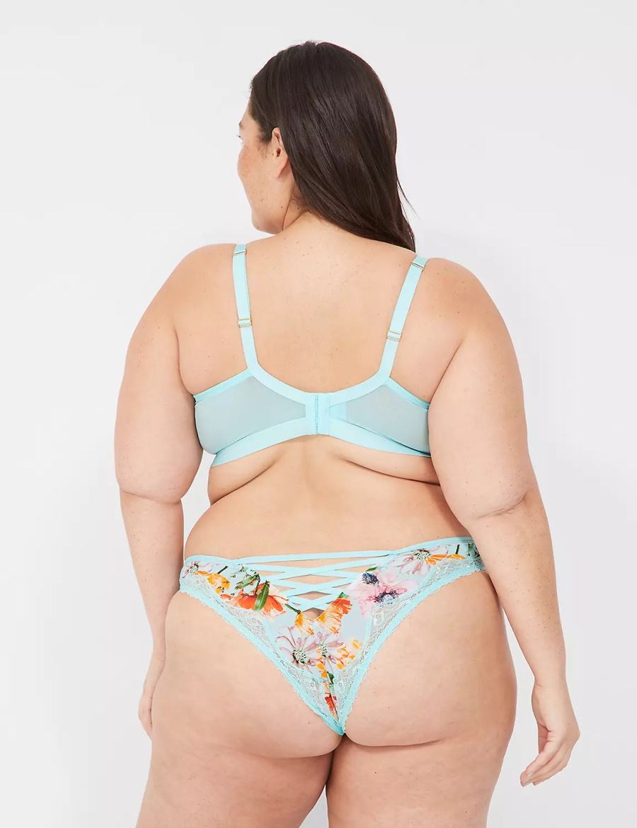 Lane Bryant Printed No-Wire Triangle Women Unlined Bra Turquoise | QFJ323LB