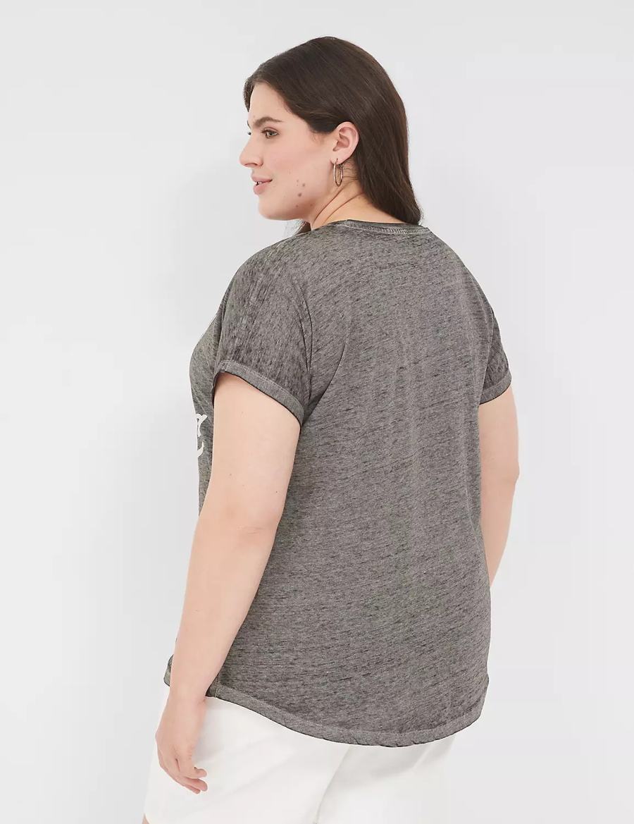 Lane Bryant Probably Late For Something Graphic Tee Women T Shirts Grey | UOJ2471LL