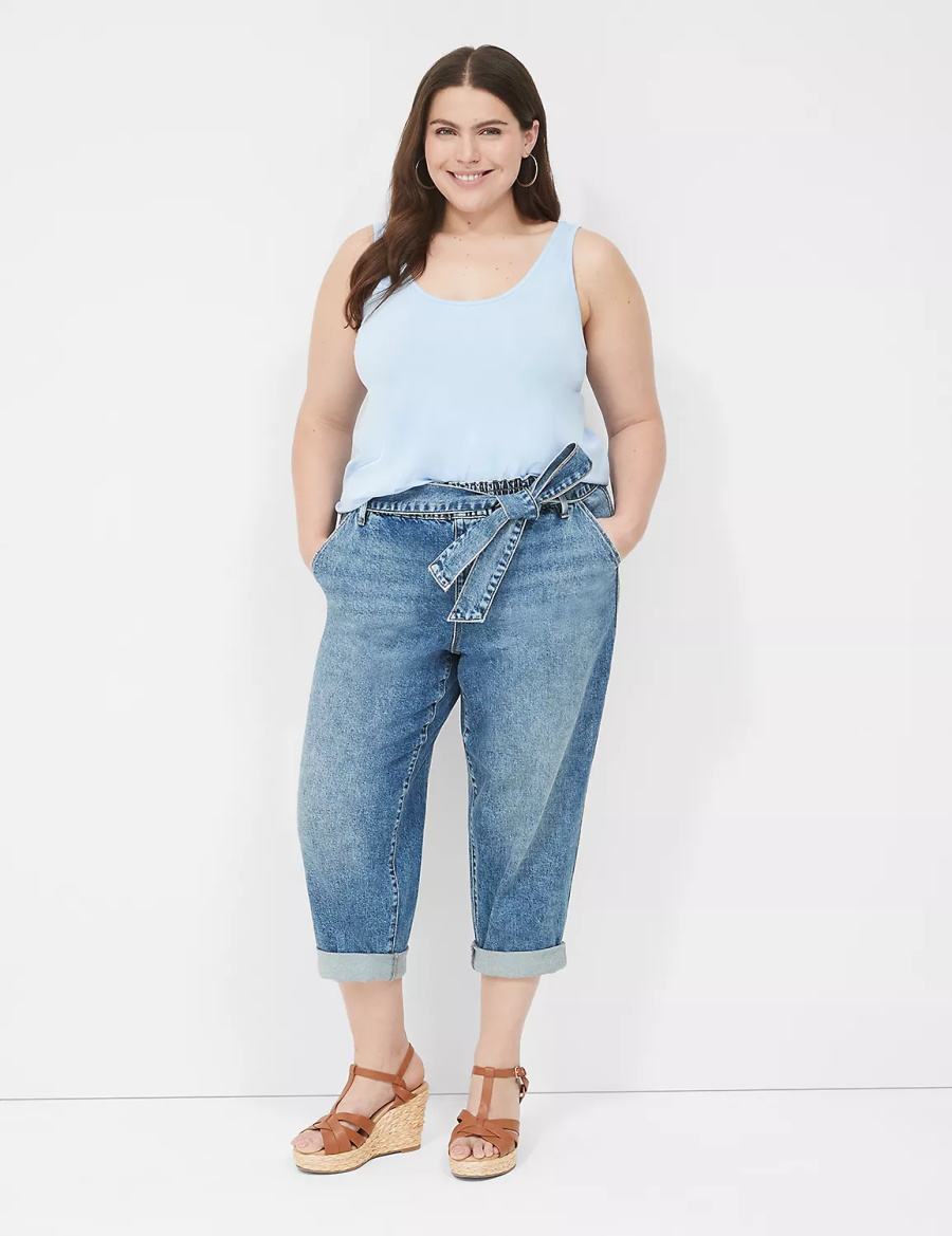 Lane Bryant Pull-On Fit Boyfriend Women Jeans Blue | VHQ715UJ