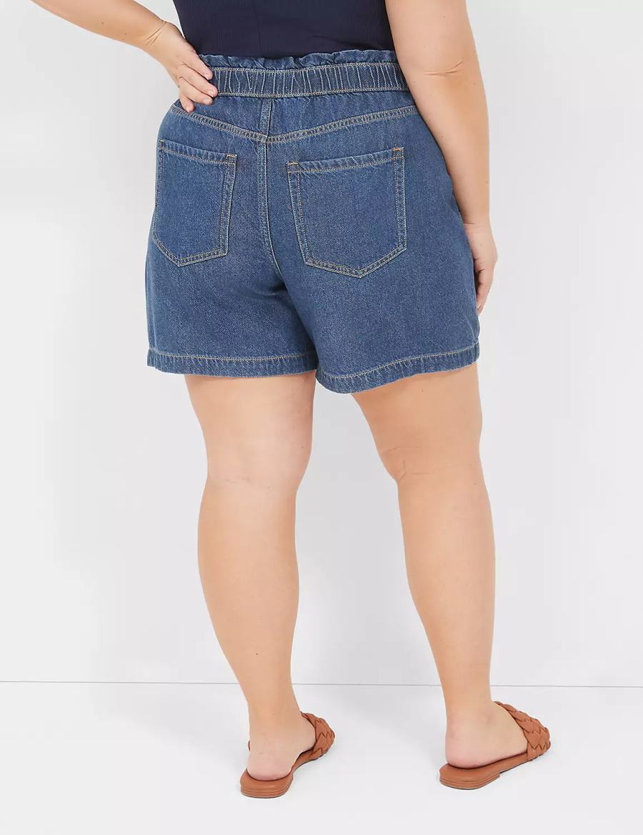 Lane Bryant Pull-On Fit Flirty Jean Women Shorts Blue | QYR2793WH