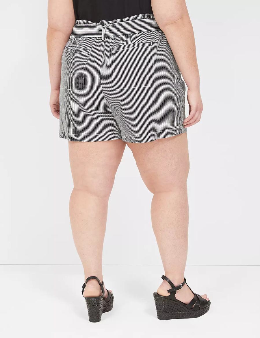 Lane Bryant Pull-On Fit High-Rise Jean Women Shorts Black Stripes | RPD8528MM