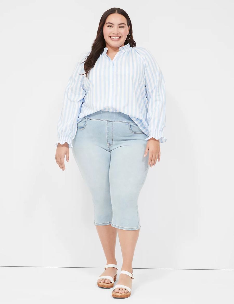 Lane Bryant Pull-On Fit High-Rise Pedal Women Jeggings Light Blue | SRS6290BH