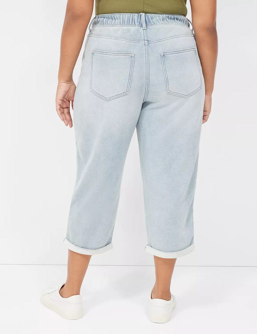 Lane Bryant Pull-On Fit Knit Boyfriend Capri Women Jeans Light Blue | ZPD863HA