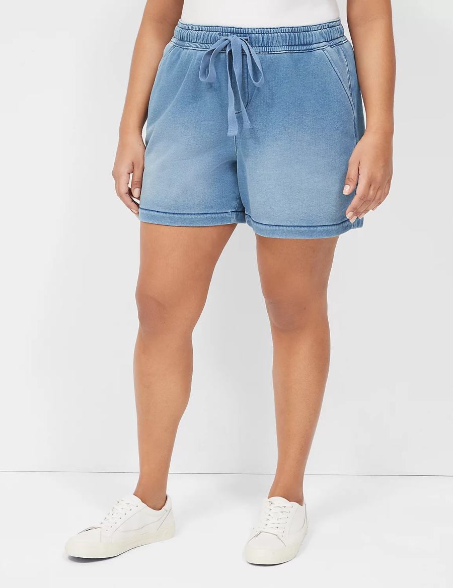 Lane Bryant Pull-On Fit Relaxed Knit Women Shorts Light Blue | NNV7083ZR