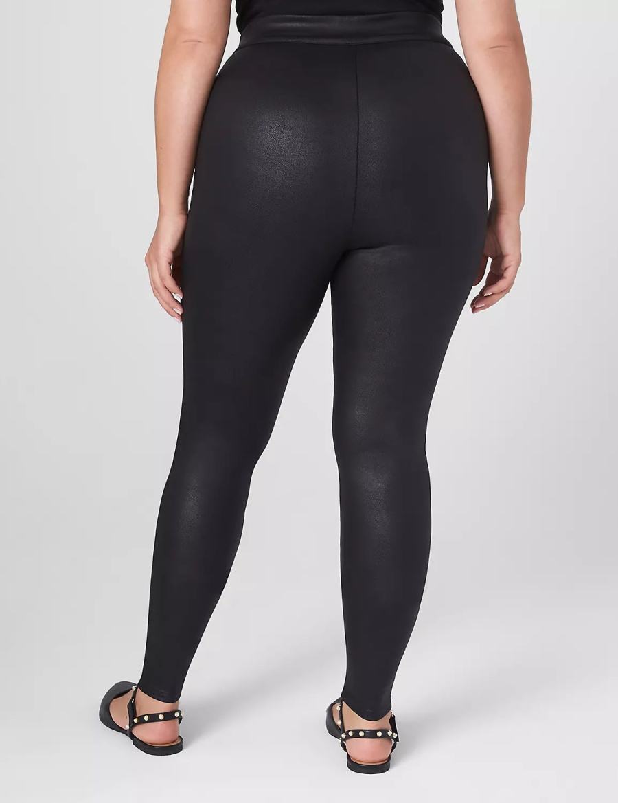 Lane Bryant Pull-On High-Rise Ponte - Coated Women Leggings Black | KEZ5255OL