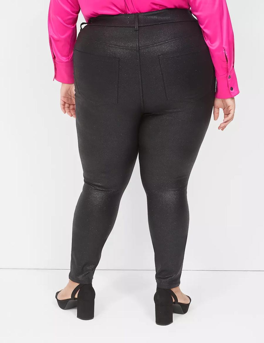 Lane Bryant Pull-On High-Rise Sparkle Women Jeggings Black | CTK7831NZ