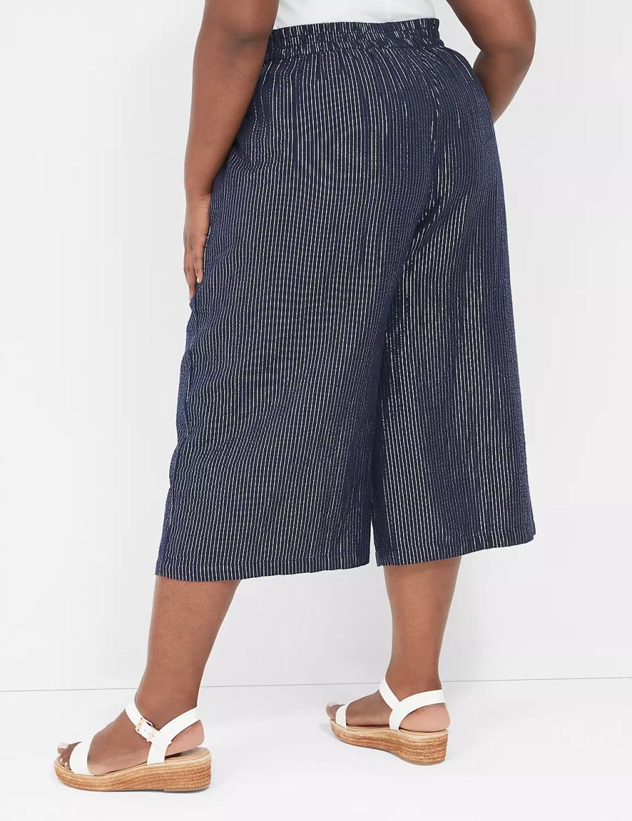 Lane Bryant Pull-On Lurex Gauze Crop Wide Leg Women Pants Blue | STS9232SI