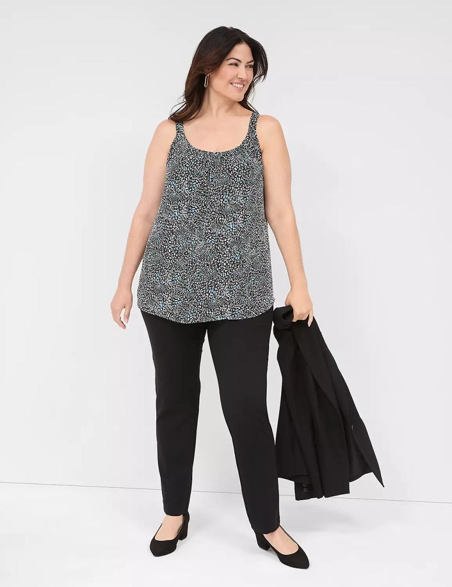 Lane Bryant Pull-On Ponte Straight Women Pants Black | RHI8545QD