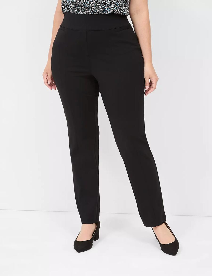 Lane Bryant Pull-On Ponte Straight Women Pants Black | RHI8545QD