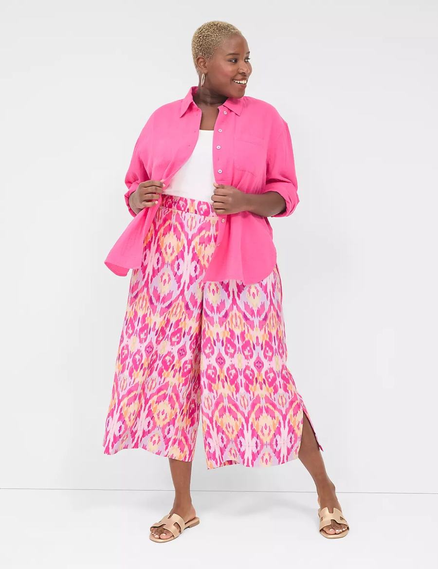 Lane Bryant Pull-On Side-Slit Crop Women Pants Pink | WWE1158DZ