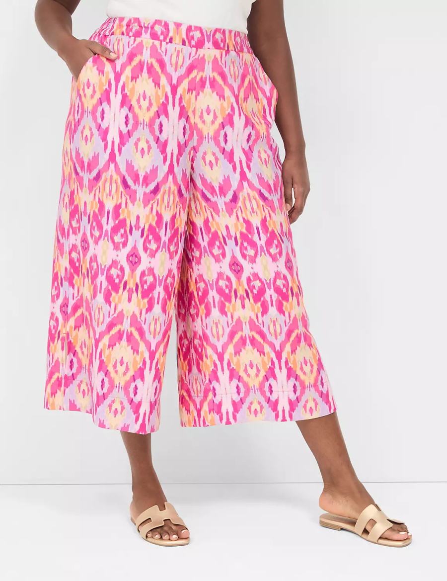 Lane Bryant Pull-On Side-Slit Crop Women Pants Pink | WWE1158DZ