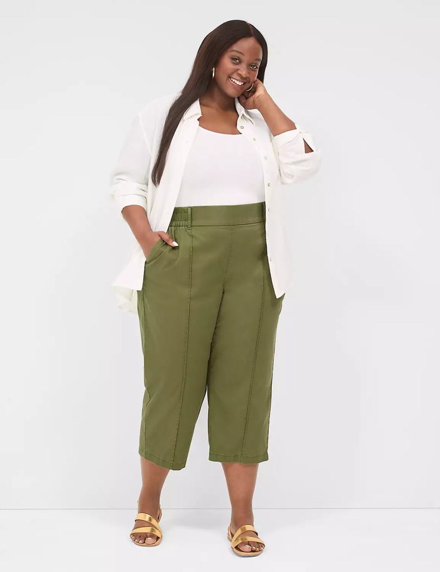 Lane Bryant Pull-On Soft Twill Capri Women Pants Green | WJY9495EJ