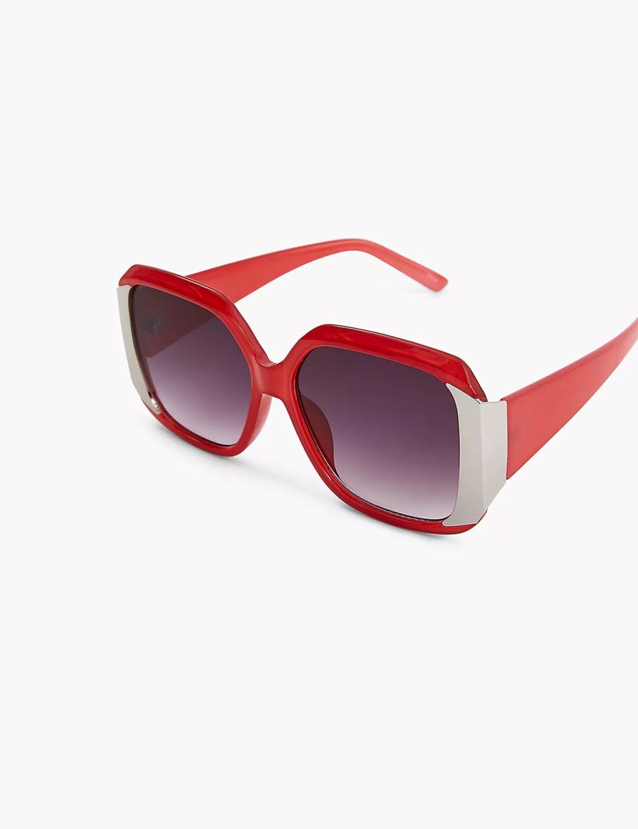 Lane Bryant Red With Silvertone Square Women Sunglasses Red | POD2010RL