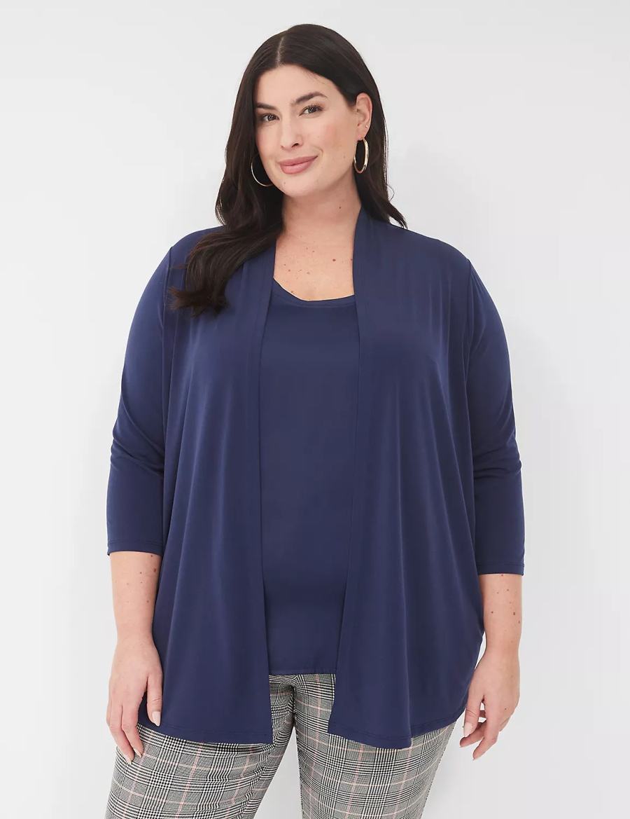 Lane Bryant Relaxed 3/4-Sleeve Overpiece Women Robe Blue | YVH518TJ