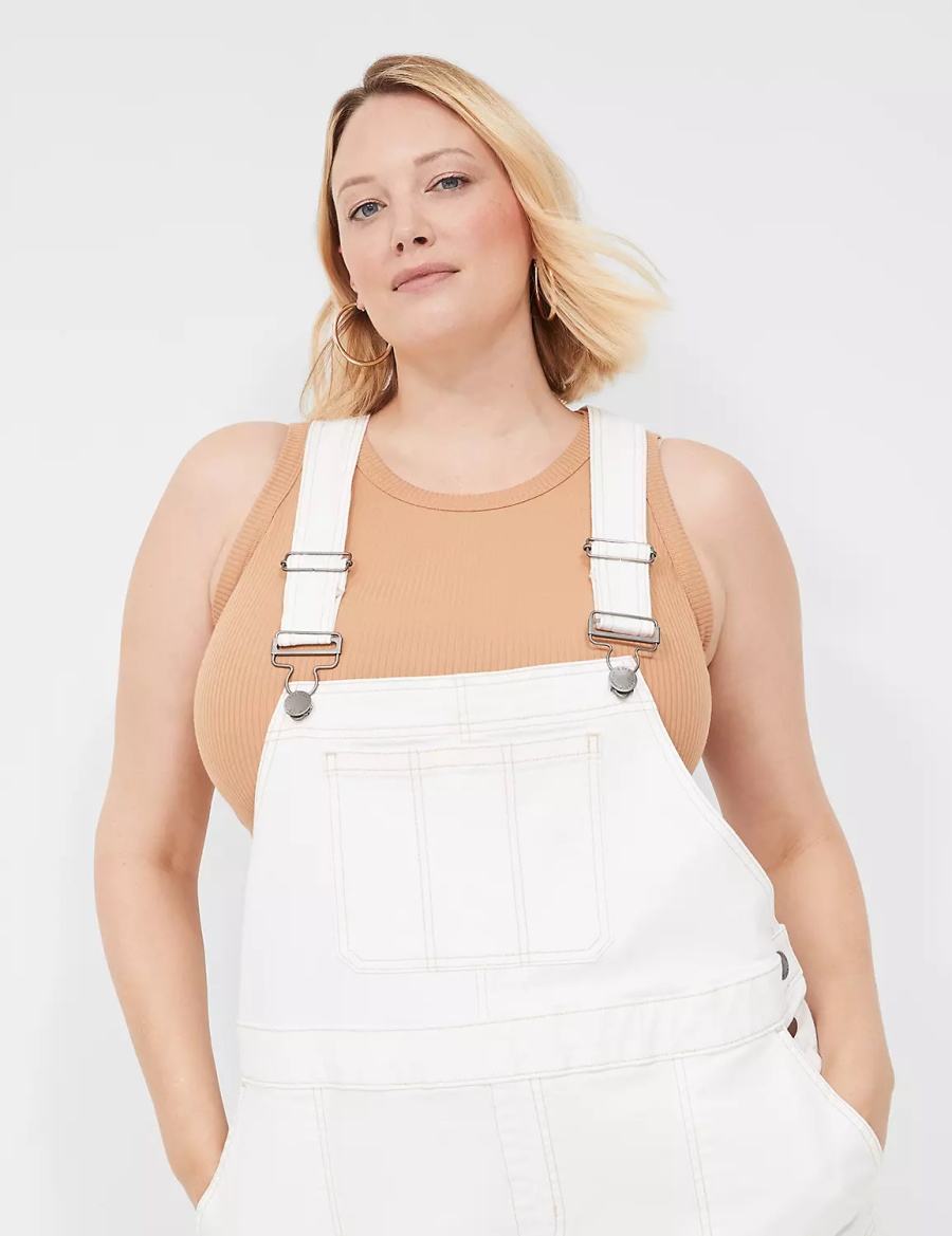 Lane Bryant Relaxed Denim Women Overall White | ILU9024DP