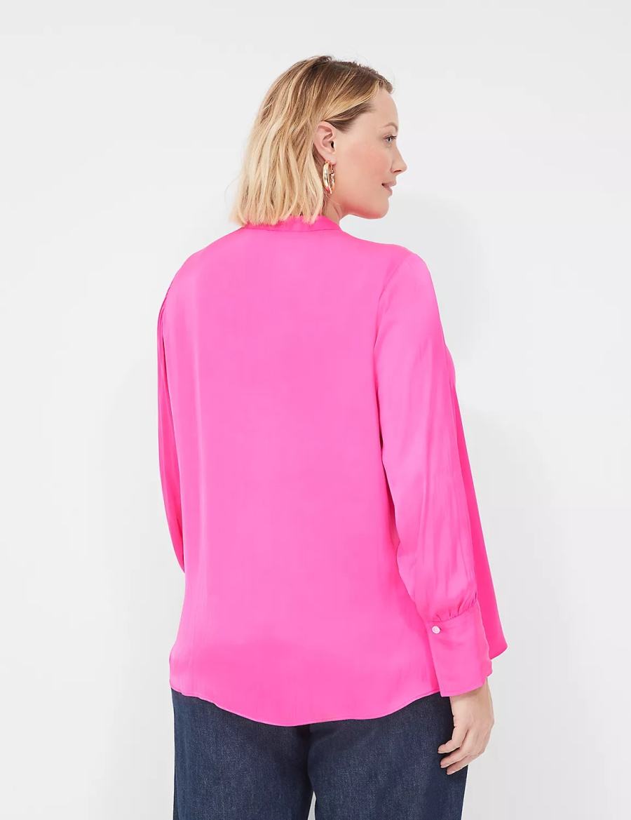 Lane Bryant Relaxed Satin Collar Women Blouse Pink | JTI6017WJ