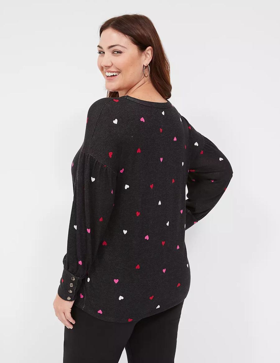 Lane Bryant Relaxed Scoop-Neck Women Sweatshirts Black | WSX2225BO