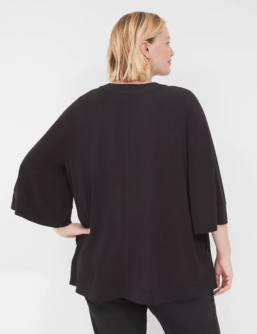 Lane Bryant Relaxed Wide 3/4-Sleeve Overpiece Women Robe Black | XKO558GC