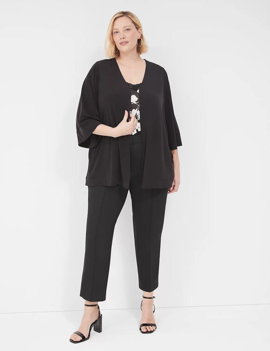 Lane Bryant Relaxed Wide 3/4-Sleeve Overpiece Women Robe Black | XKO558GC