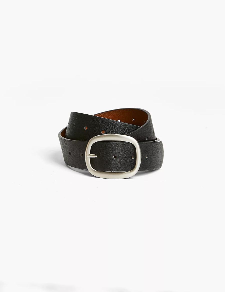 Lane Bryant Reversible Rounded Buckle Women Belts Black | ZJR3138UE