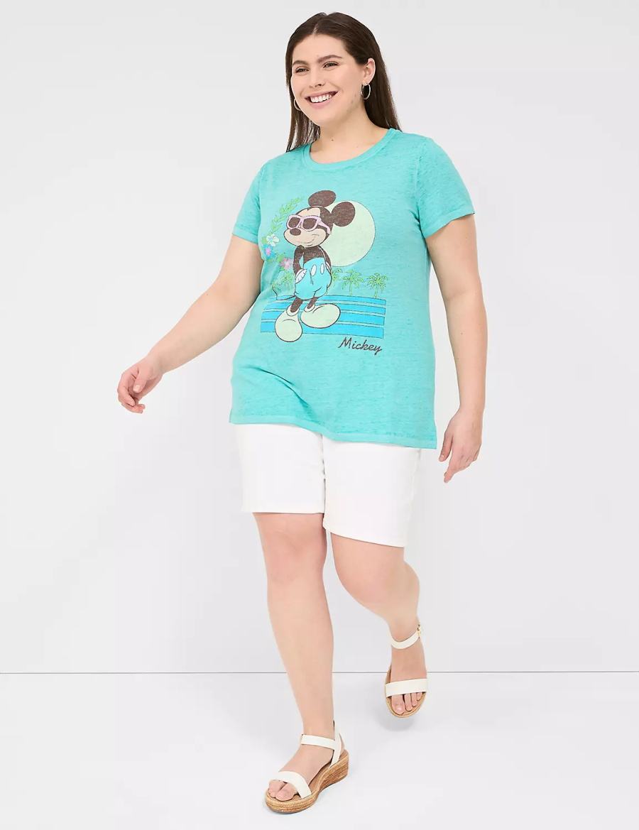 Lane Bryant Rhinestone Mickey Graphic Tee Women T Shirts Green | OCS3646VB