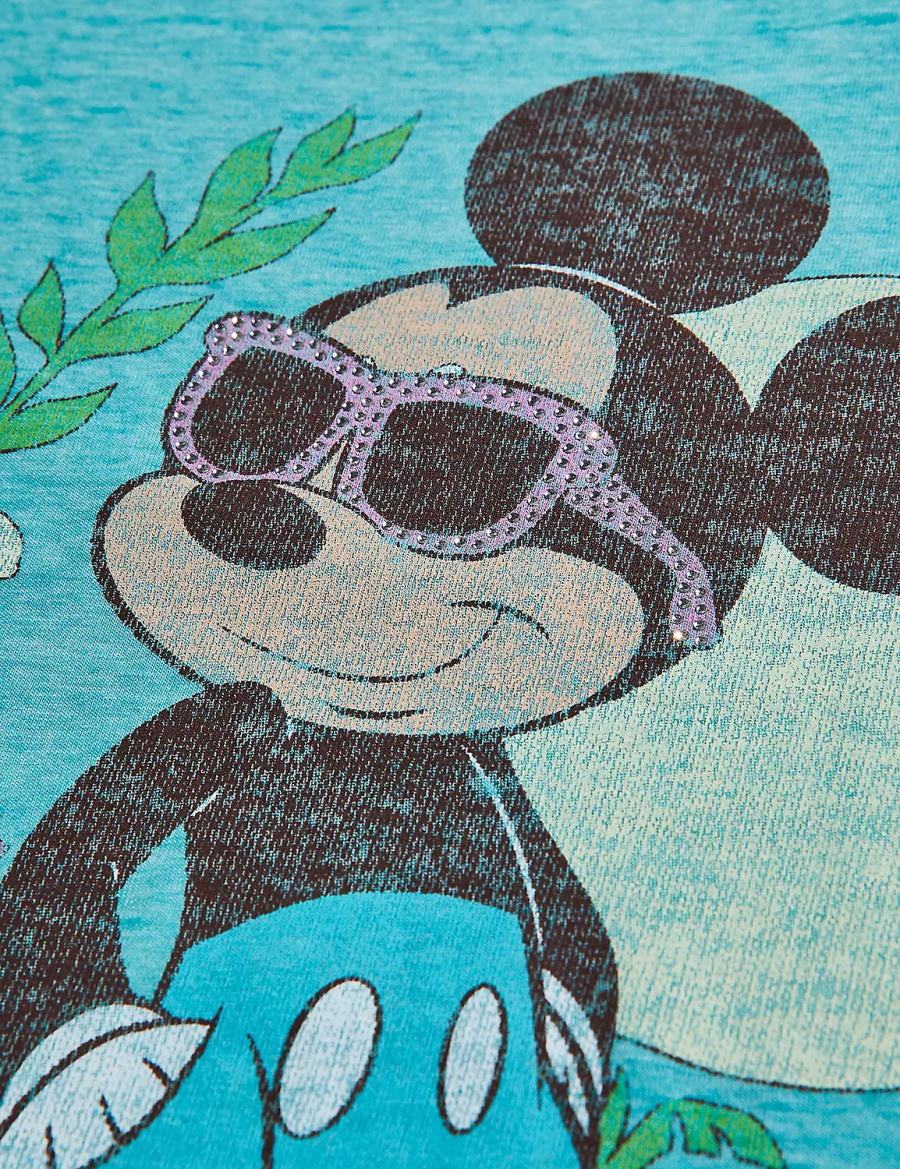 Lane Bryant Rhinestone Mickey Graphic Tee Women T Shirts Green | OCS3646VB