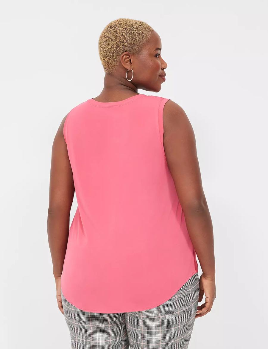 Lane Bryant Satin & Matte Jersey Women Tank Top Pink | VJS3958ZV