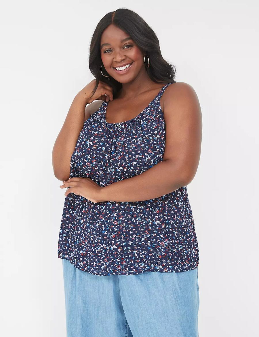 Lane Bryant Scoop-Neck Cami Women Tank Top Dark Blue | OGC8992OC