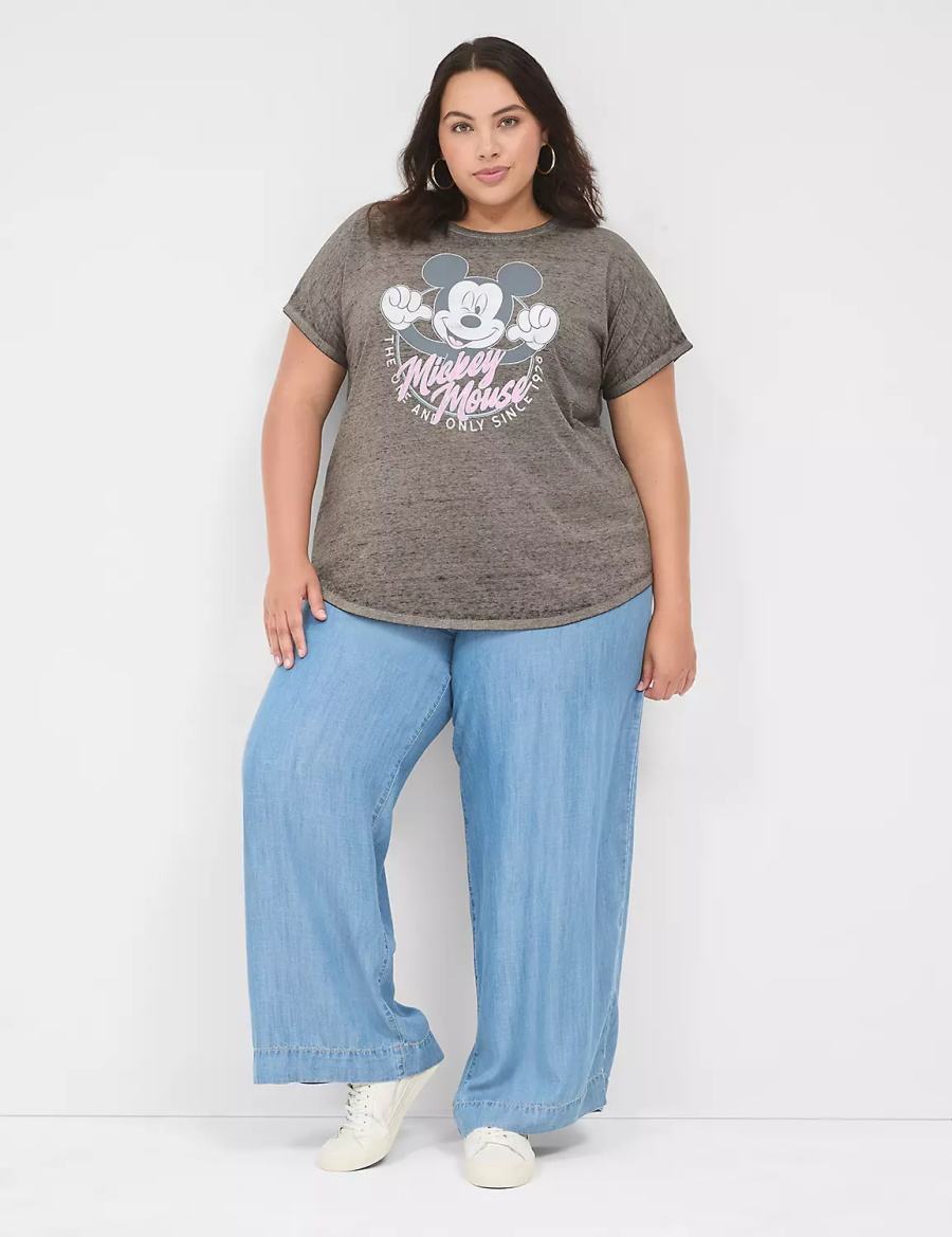 Lane Bryant Scoop-Neck Mickey Graphic Tee Women T Shirts Grey | DYL3292TO