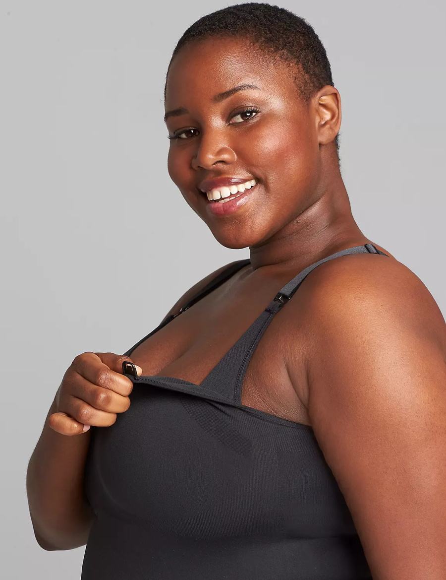 Lane Bryant Seamless Nursing Cami Women Bralettes Black | KHR8367QH