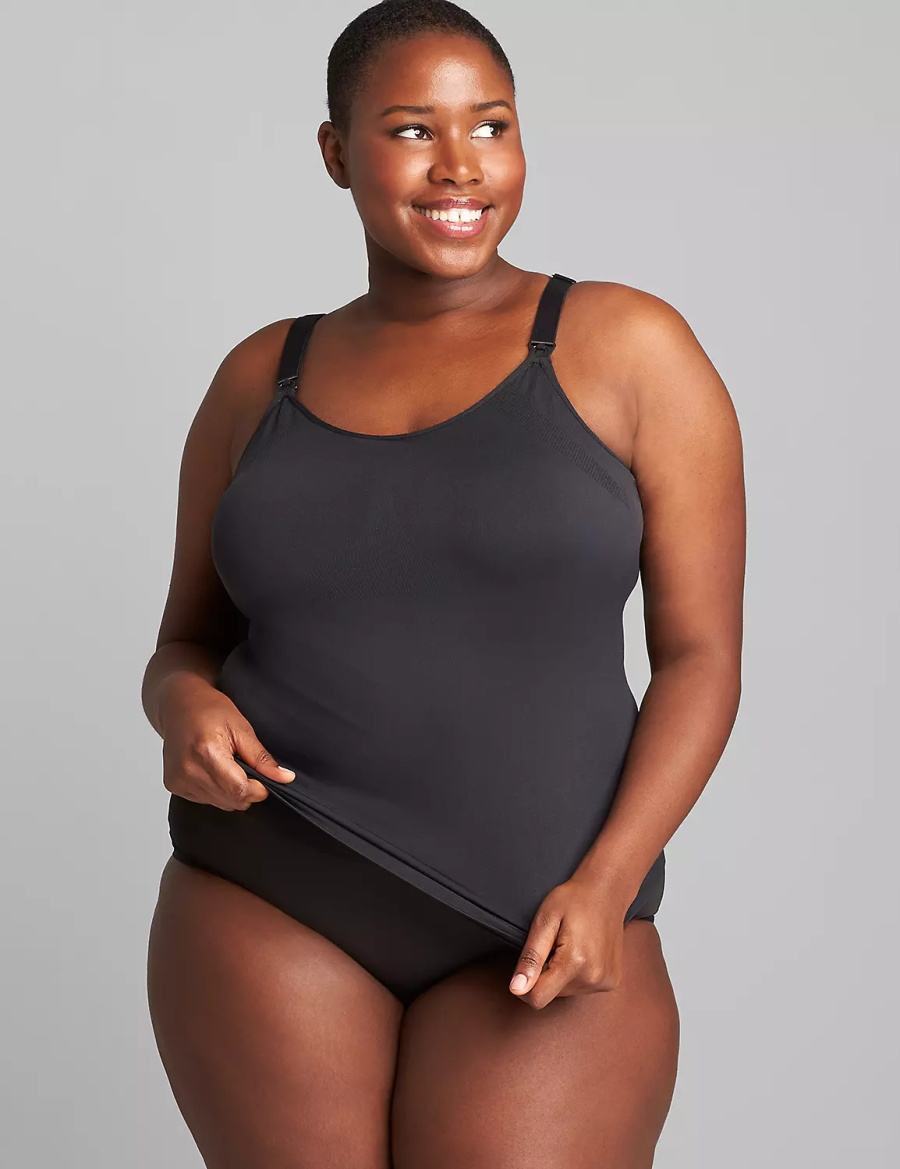 Lane Bryant Seamless Nursing Cami Women Bralettes Black | KHR8367QH