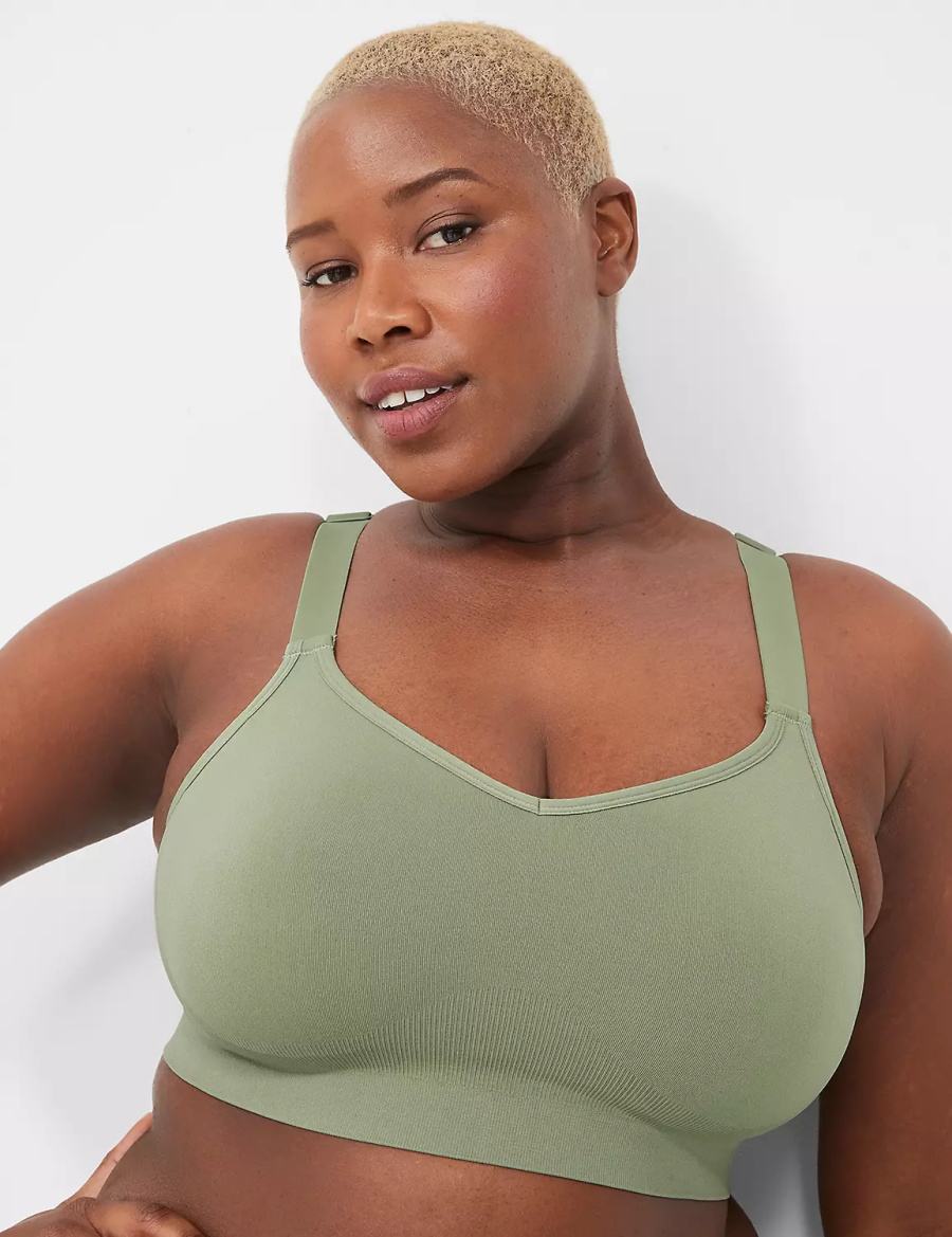 Lane Bryant Seamless Strappy-Back Women Bralettes Green | XAT8084ID