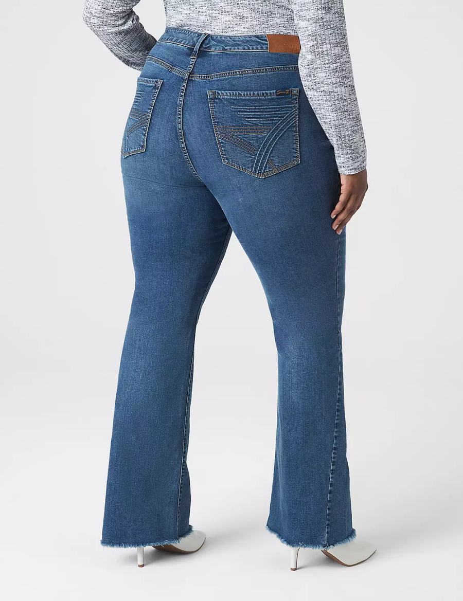 Lane Bryant Seven7 High-Rise Flare With Raw Hem Women Jeans Blue | BID9870QQ