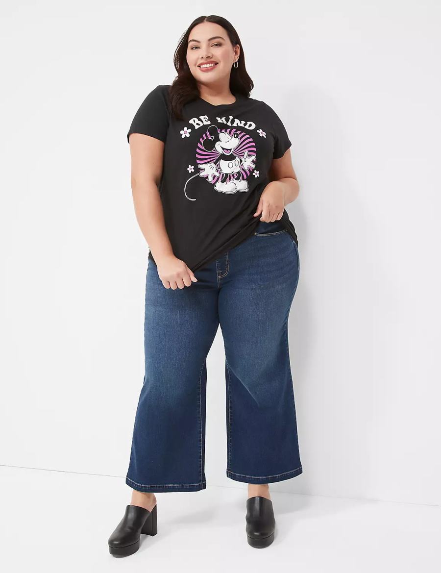 Lane Bryant Seven7 Pull-On Weekender Cropped With Embellished Pockets Women Jeans Dark Blue | PFZ6192UI