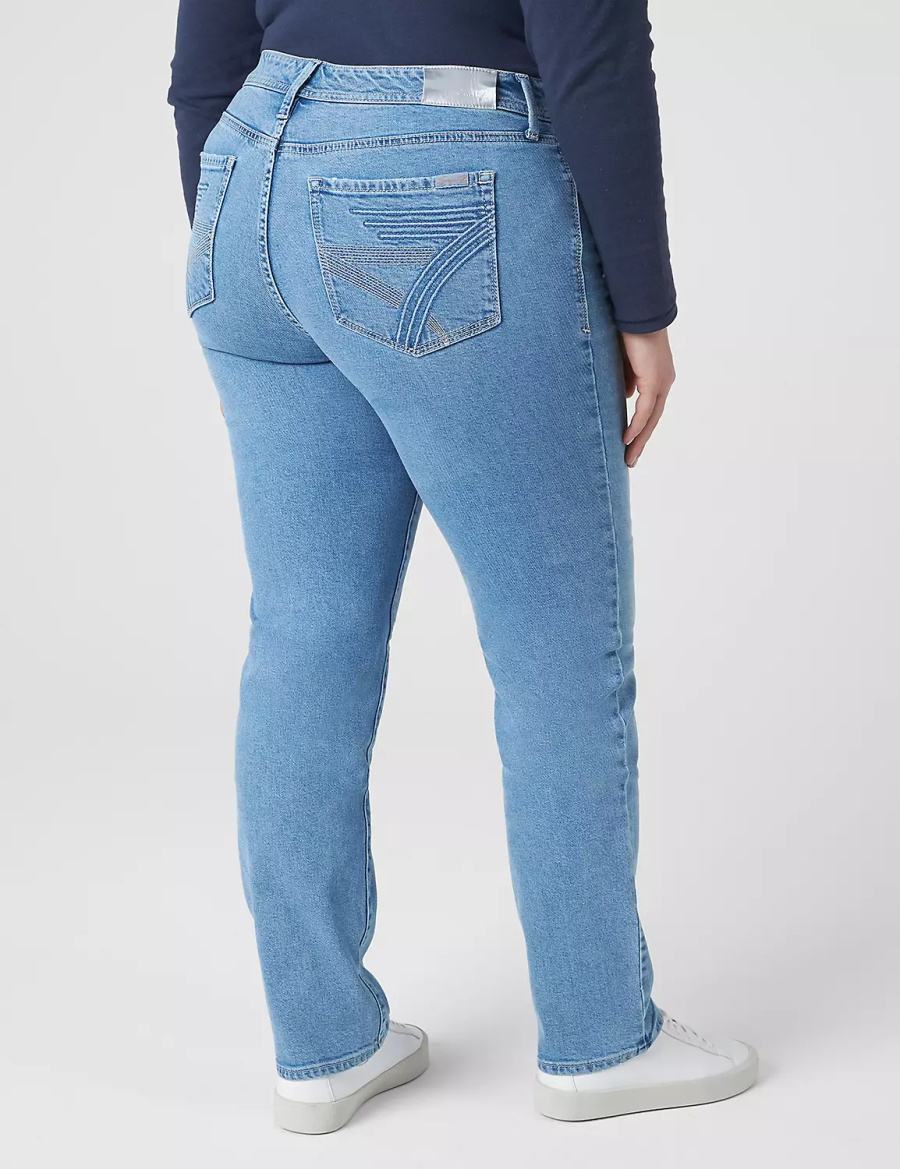 Lane Bryant Seven7 Straight With Back Pocket Embroidery Women Jeans Light Blue | INQ1652NR