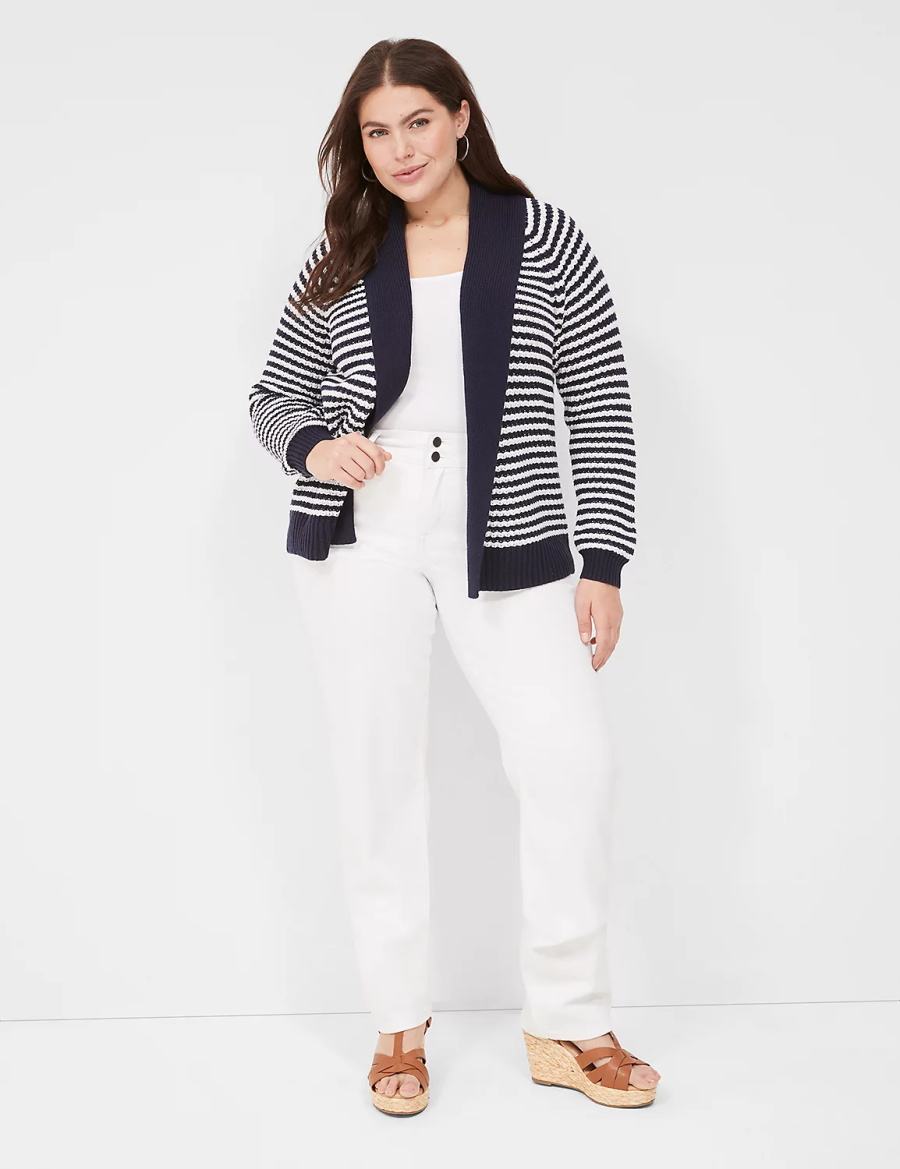 Lane Bryant Shawl Collar Women Cardigan Navy | ZFG76100GV