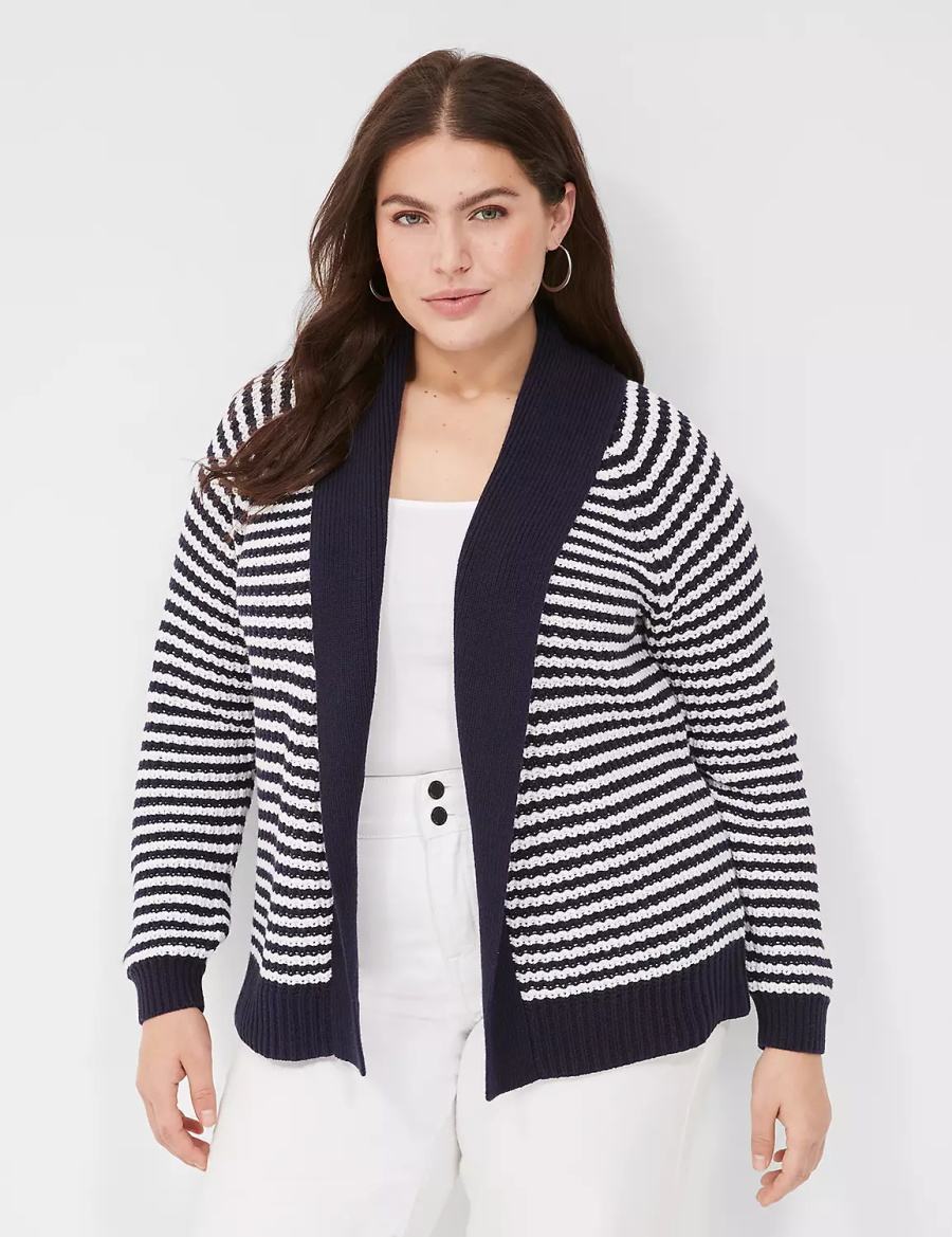 Lane Bryant Shawl Collar Women Cardigan Navy | ZFG76100GV