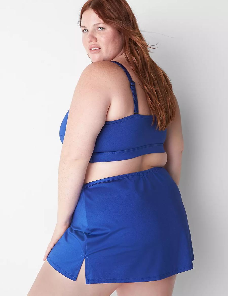 Lane Bryant Shimmer Slitted Swim Women Skirts Blue | MWA935UD