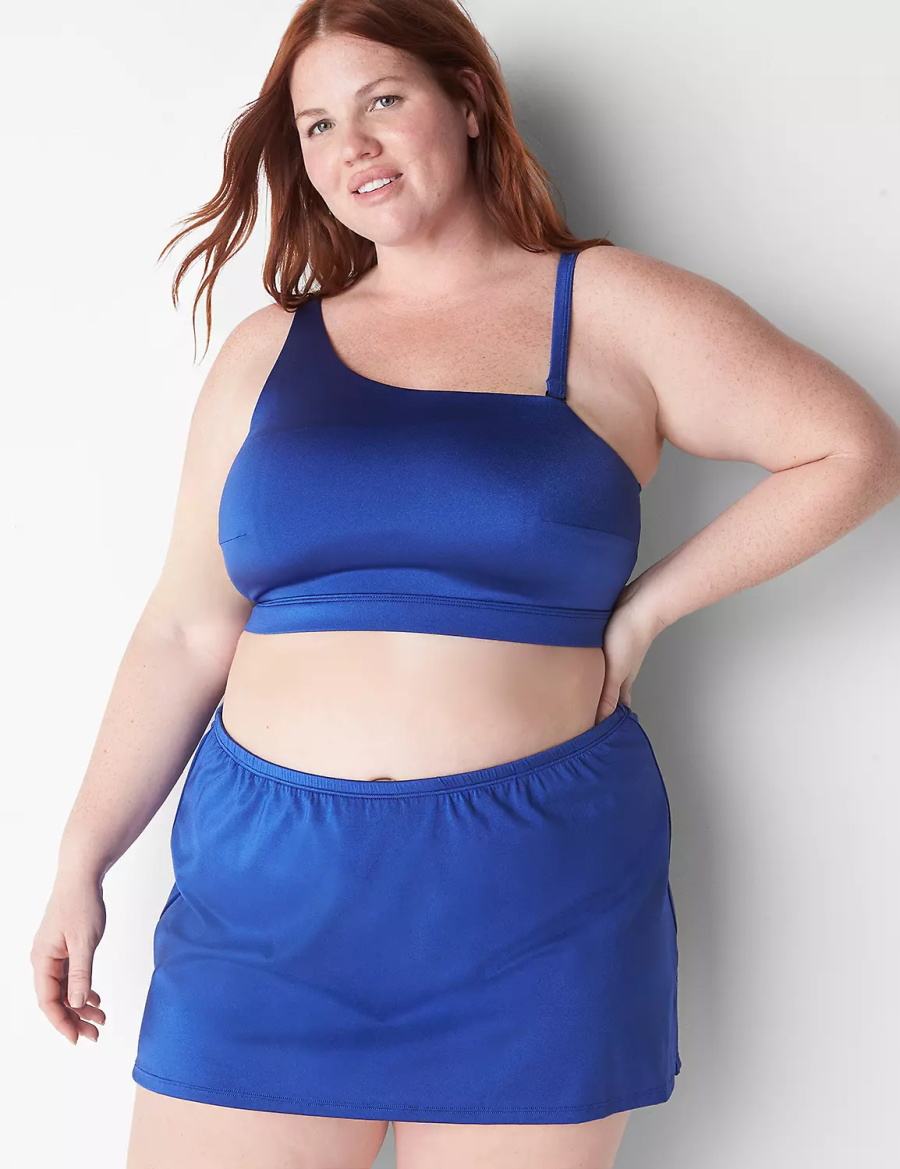 Lane Bryant Shimmer Slitted Swim Women Skirts Blue | MWA935UD