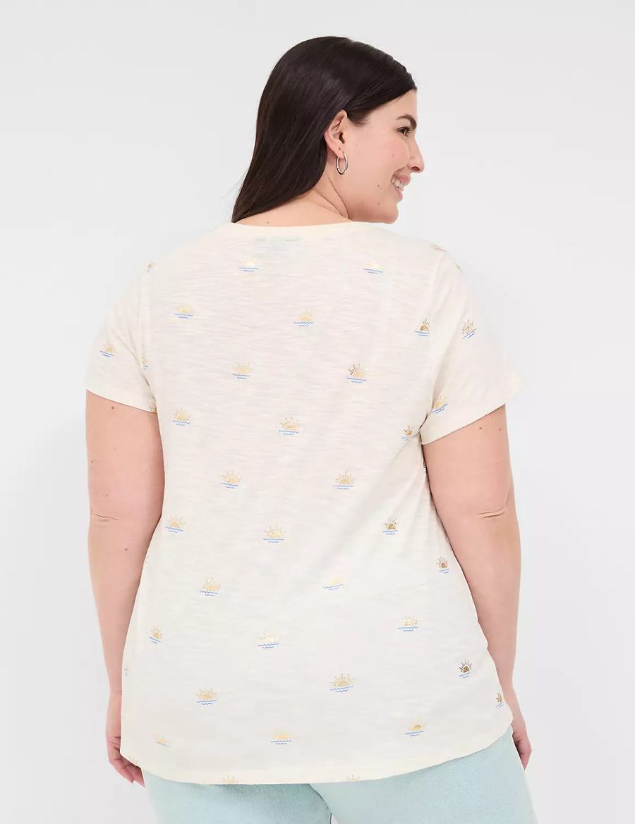 Lane Bryant Shimmer Sunshine Graphic Tee Women T Shirts White | OGQ387AR