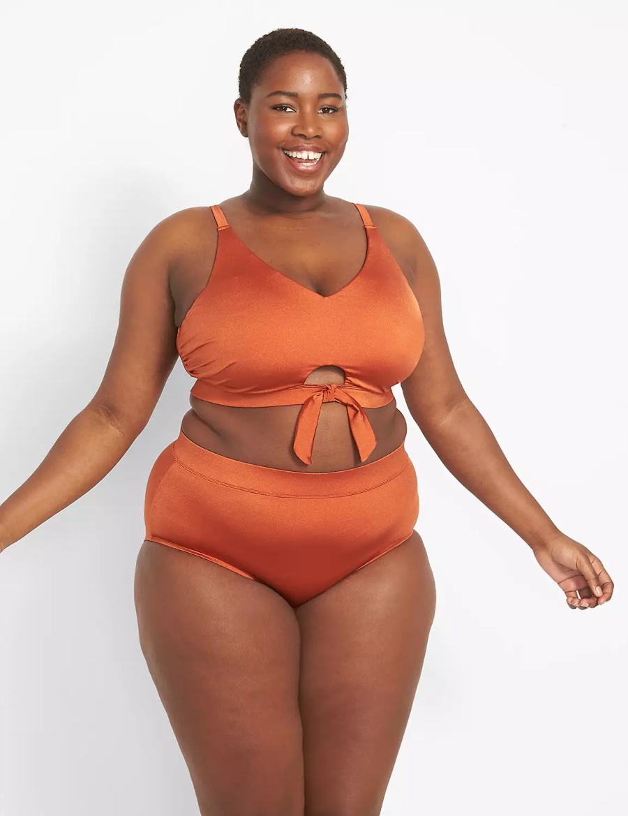 Lane Bryant Shimmer Swim Women Briefs Orange | NLS8637HX