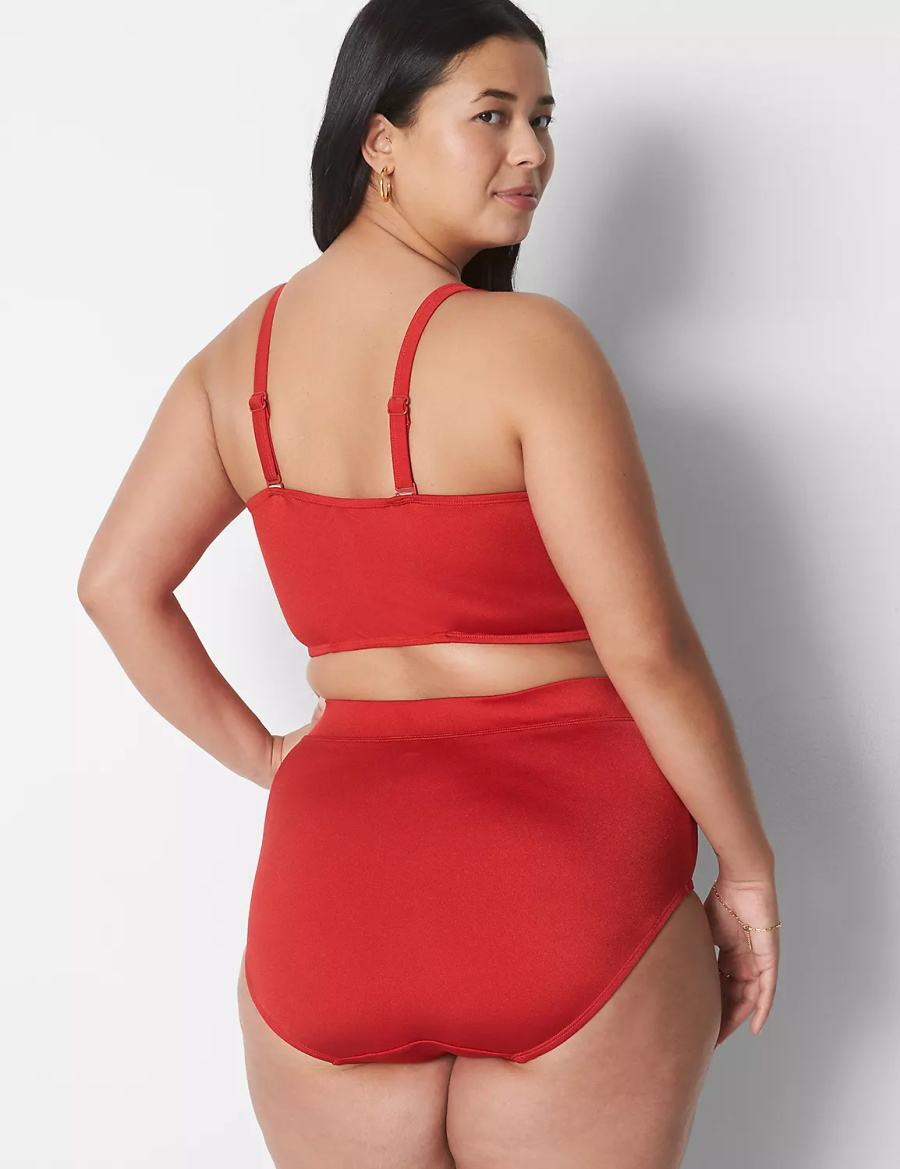 Lane Bryant Shimmer Swim Women Briefs Red | RQM9297TY